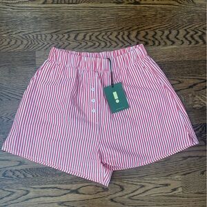 DAILY DRILLS Red and White Poplin Shorts